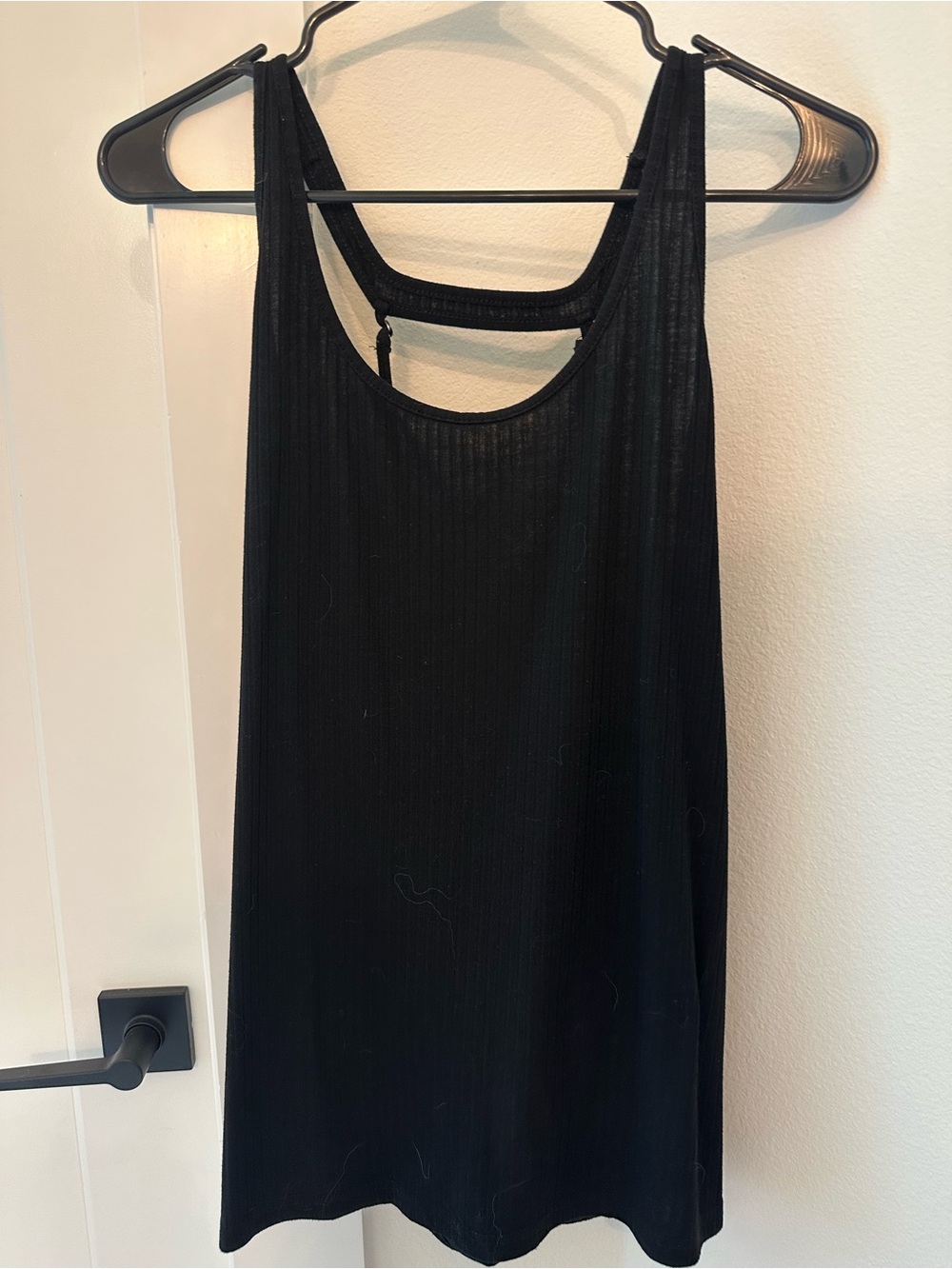 Daytrip Black Ribbed Open Back Tank Top